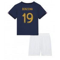 Francúzsko Karim Benzema #19 Domáci Detský futbalový dres MS 2022 Krátky Rukáv (+ trenírky)